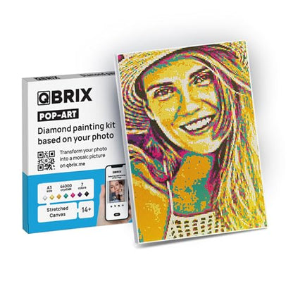 QBRIX Framed Diamond Art from Any Photo - Custom Diamond Painting Kit for Adults - Personalised Gem Art - DIY Craft Kit for Adults - Pop-Art - 12 x 17 inches - color: Pop-Art A3