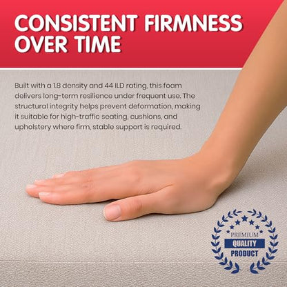 FOAMYFOAM High Density 4 inch Thick, 24 inch Wide, 24 inch Long Upholstery Foam, Cushion Replacement - size: 4" x 24" x 24" (1 Pack)