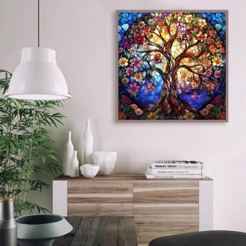 VIGEGU Tree of Life Paint by Numbers Kit for Adults Beginner with Framed | Easy Adult Paint by Number Kits on Canvas DIY Painting for Beginners Art by Numbers for Home Wall Decor 10x10 Inch - color: Paint by Numbers kit for Adults-1124-8