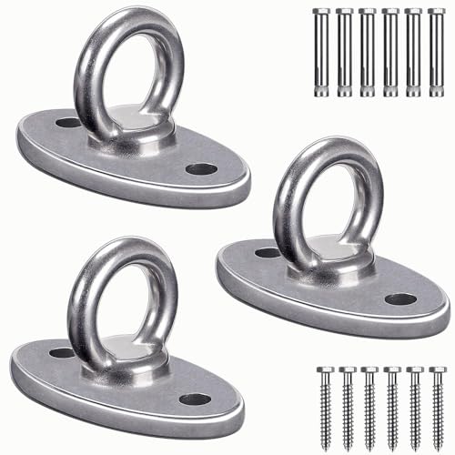 BeneLabel Wall Ceiling Mount Bracket for Suspension Strap Trainer, 2800lb Capacity, Body Weight Strength Training Systems, Aerial Yoga Swing, Resistance Band,Hammock,Battle Rope, Boxing Equipment - color: 3Pcs closed hook