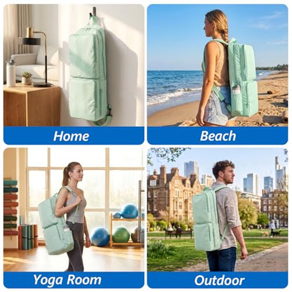 VISEMAN Yoga Mat Bag Carrier Waterproof Yoga Backpack with Multi Pockets, Lightweight Adjustable Yoga Bag for Mat, Yoga Blocks, Yoga Accessories - color: Cyan