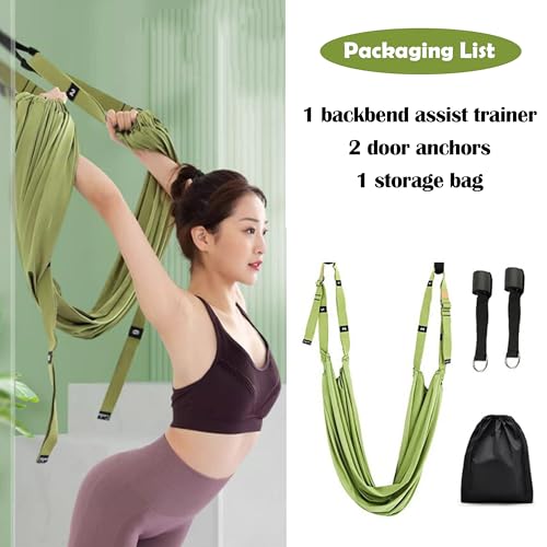 Waist Back Leg Stretch Strap Yoga Fitness Stretcher Back Bend Assist Trainer Waist Flexibility Equipment Over Door Yyoga Sstrap for Pilates, Dancing, Gymnastics Training Belt with Door Anchor