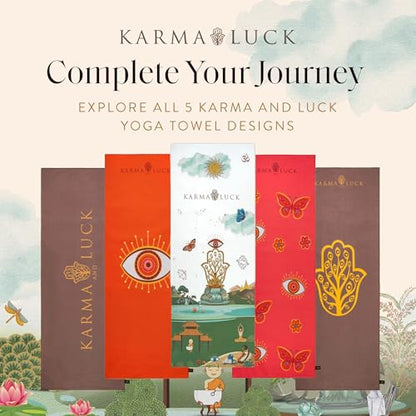 KARMA AND LUCK Radiant Protection Yoga Towel, Absorbent, Non-Slip Hot Yoga Mat Towel, Silicone Grip & Soft Terry Suede for Spiritual Energy Shield & Clarity, 26” x 72” - color: Radiant