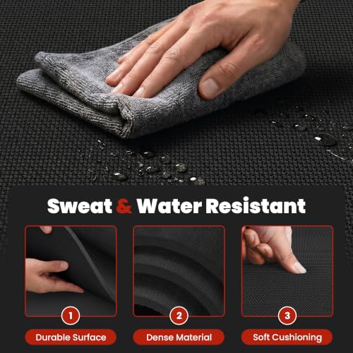 THAILE Large Exercise Mat, 7'x5'/6'x4'/8'x6'/10'x6', 8mm PVC Workout Mat - size: 8x6