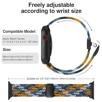 Braided Stretchy Magnetic Band Compatible with Apple Watch Bands Women Men - color: Camouflage, size: 38mm/40mm/41mm/(42mm-series 11 10)