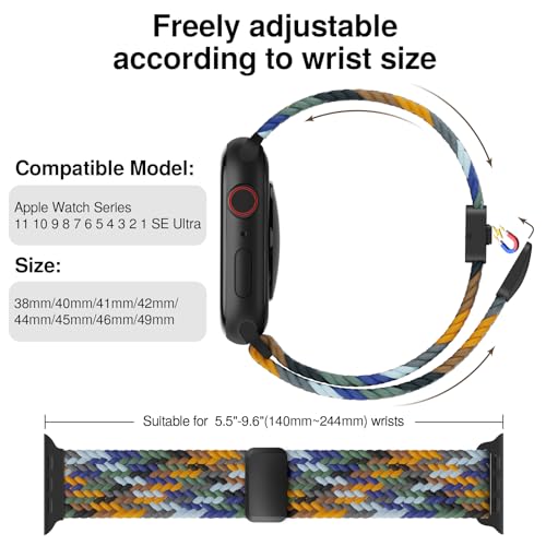 Braided Stretchy Magnetic Band Compatible with Apple Watch Bands Women Men - color: Camouflage, size: 44mm/45mm/46mm/49mm/(42mm-series 3 2 1)