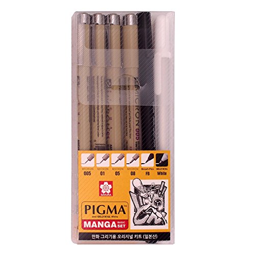 Sakura Pigma Manga Basic Set (005, 01, 05, 08, FB, White)