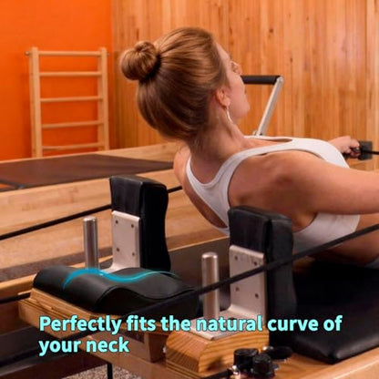 Pilates Reformer Head & Neck Support Pillow – Ergonomic Pilates Cushion for Cervical Alignment – High-Density Foam Headrest with Adjustable Strap – Fits Most Reformer Machines & Home Pilates Equipment