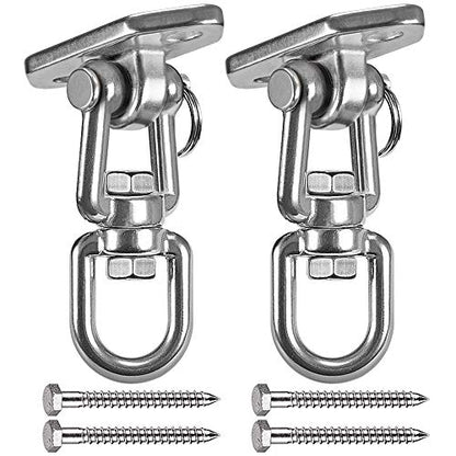 Hammock Chair Hanging Kit Swing Ceiling Mount, Heavy Duty 360° Swivel Swing Hanger Hook, Playground, Tree, Gym, Rope, Swing Set Bracket, Punching Bag Hardware, 1000 LB - style: 2 Pack - 360° Swivel Hook