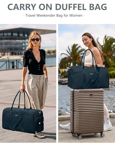 Women Weekender Travel Duffle Bag: Travel Duffel Overnight Bags with Shoe Compartment Large Carry on Tote with Toiletry Bag Weekend Traveling Yoga Gym Hospital Bag for Women with Wet Pocket - color: 07-Peacock Blue, size: Large