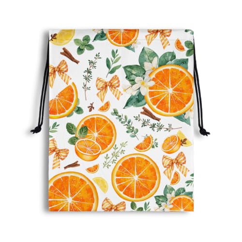 Orange Fruit Drawstring Storage Bag Lightweight Gym Pouch for Dance Classes Shoes Headphones - color: Fruit Art-orange, size: 18"(H)*14"(W)