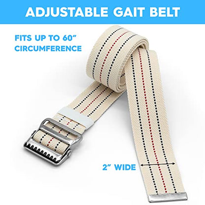 LiftAid Transfer and Gait Belt 60 Inch with Metal Buckle and Loop - Walking, Standing and Transfer Assist Aid for Seniors, Elderly Patients, Caregiver, Nurse, Therapist (Beige) - color: Beige
