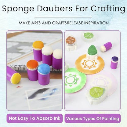 40 Pieces Sponge Daubers W/Storage Case - Handy Finger Daubers for Applying and Spreading Ink, Paint, Glue & More - Providing Excellent Detail Control and Precision - color: Purple