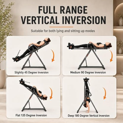 HARISON Inversion Table for Back Pain Relief, Decompression Back Stretcher | Strength Training Inversion Equipment with Safe Belt, Comfortable Ankle Holders, 300 350 lbs, Easy Assembly - color: Gray-Black