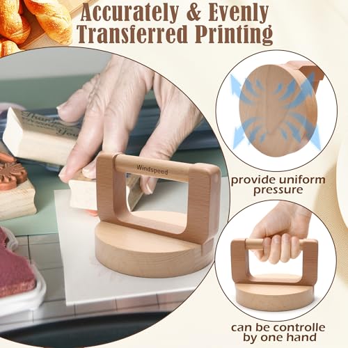 1+1 Pcs Block Printing Baren, Windspeed Wood Baren Printmaking Tool Supplies for Printing, Crafting, Scrapbooking, Linocut