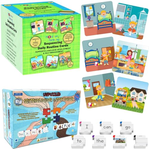 Thought-Spot Sequencing Daily Routine Cards for Speech Social Cognitive and Emotional Development and Sentence and Story Building 2 in 1 Game