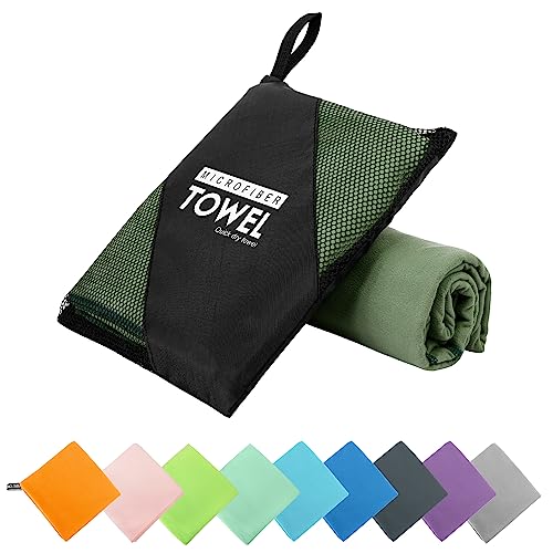 Microfiber Travel Towel, Quick Dry Camping & Gym Towel. Compact | Super Absorbent,Fast Drying,Lightweight,Soft,Suitable for Camping,Backpack,Gym,Swim, Yoga,Hiking - color: Armygreen, size: XS:12"×24"
