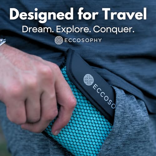 ECCOSOPHY Microfiber Beach Towel, Quick Dry Gym Towel, Sand Free, 60x30 - color: Aqua, size: Medium (60"x30")