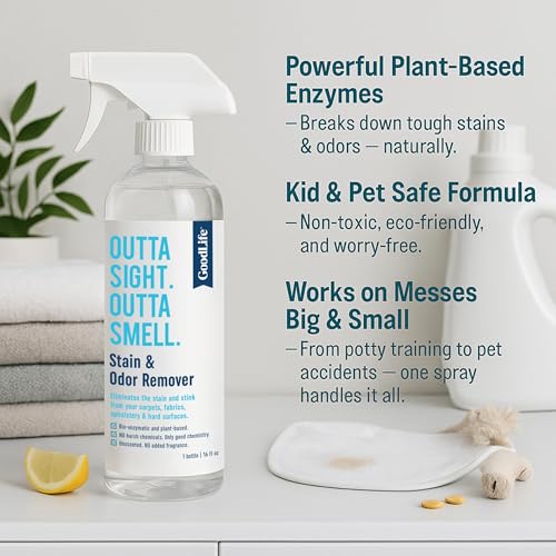 Natural Odor and Stain Remover Spray - Unscented Plant-Based Child & Pet Safe Cleaner Earth-Friendly Odor Eliminator Eco Cleaning Products for Home, Carpet (1 Pack, 1 Gallon) - size: 128 Fl Oz (Pack of 1)