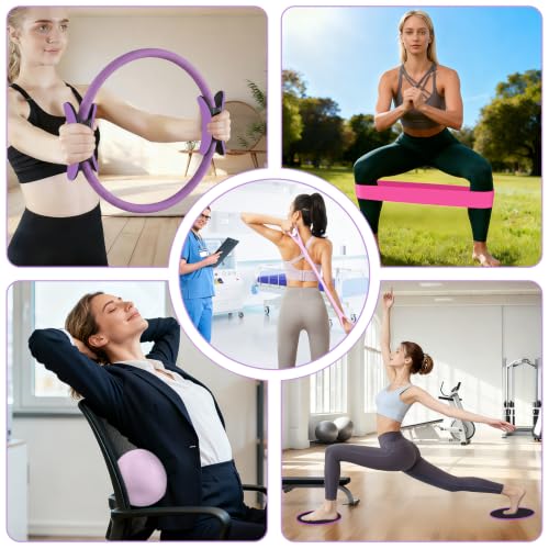 Hoedia Pilates Kit for Women, Pilates Equipment Ring and Ball Set - color: Purple