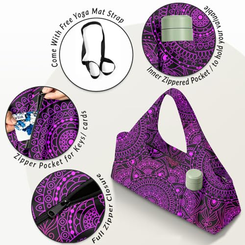 Yoga Mat Bag for Women Men Large Yoga Bag Travel - color: Purple-2