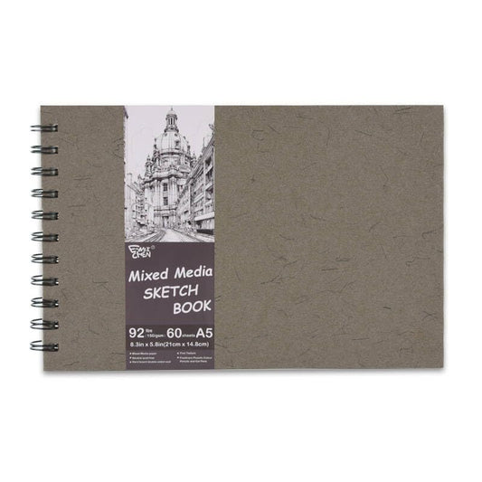 5.8" x 8.3" Mixed Media Sketch Book,Spiral Bound Hardcover Sketchbook,60 Sheets 92lb/150gsm Neutral White Acid Free Paper,Art Journal Sketchbook for Drawing Writing Sketching Illustration,Dark Grey - color: Neutral White-Dark Grey