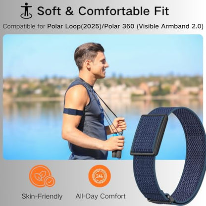 Bicep Bands Compatible for Polar Loop (2025) / Visible Armband 2.0 Straps - color: Blue/Black Buckle
