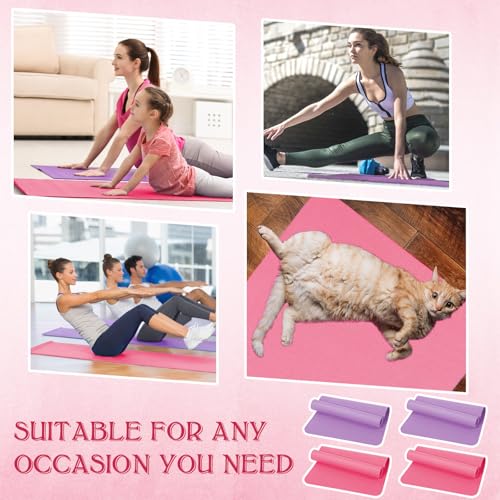 LEIFIDE 10 Pack Yoga Mat Bulk 68'' x 24'' x 4mm Thick Yoga Mat - color: Pink,Purple