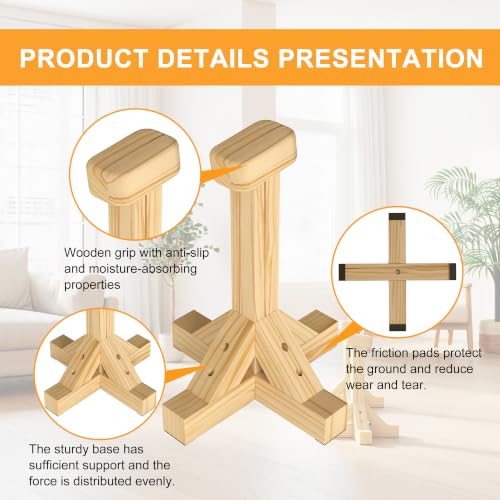 Wooden Handstand Canes for Balance Training, Stable Base Non-Slip Grip