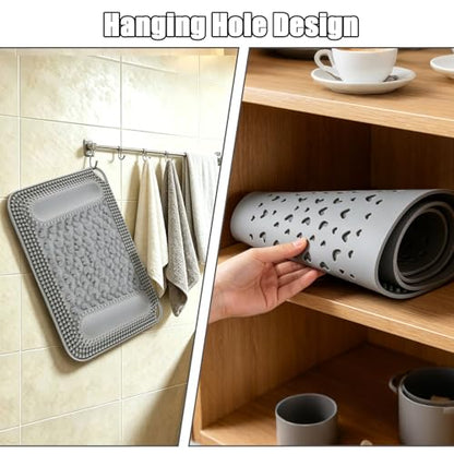 Kalolary Silicone Foot Massage Acupressure Mat with 2 Massage Balls - color: Cool Gray