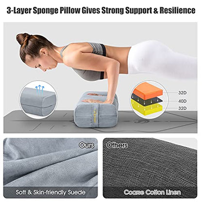 Giantex Yoga Bolster Pillow, with Carry Handle, Removable Machine Washable Soft Suede Pillowcase, Meditation Rectangular Yoga Pillow Perfect for Restorative Yoga - color: Grey