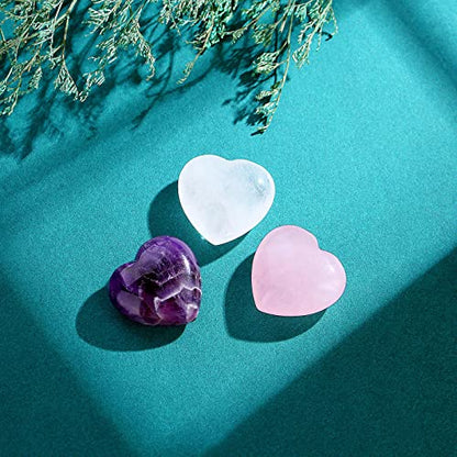 QINJIEJIE 1.2" Heart Crystals Rose Quartz Amethyst Healing Clear Crystal - color: YA - 1.2" Large -3PCS