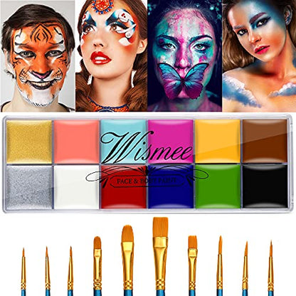Face Paint Kit Sfx Makeup Special Effects Makeup Set | SFX Makeup Kit with Wound Scar Wax, Fake Scab Blood, Makeup Spatula for Halloween Cosplay Professional Face Paint Palette Set - color: Bright tone