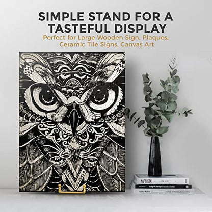 TR-LIFE 10 Inch Large Plate Stands/Holder for Display - Metal Picture Frame Holder Stand + Small Easels for Decorative Plate, Platter, Book, Plaques, Photo, Tabletop Art (Gold 2 Pack) - size: 10 Inch