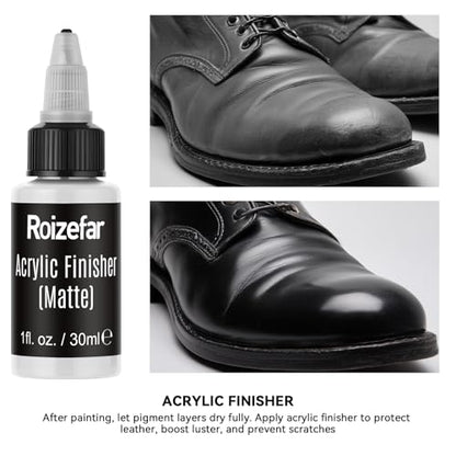 Acrylic Leather Paint, 18 Colors with Deglazer & Finisher | All-in-One Kit, Flexible & Waterproof Leather Dye for Shoes, Bags, Jackets, Sneakers, Couches, Car Seats, Sofa,1 fl oz Each