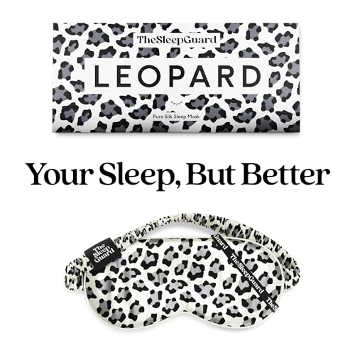 TheSleepGuard Pure Silk Sleep Mask [100% 6A Mulberry Silk, 22 Momme] Light Blocking Travel Essentials. Eye Masks for Sleeping. Black Oeko-Tex Blindfold. Eye Covers for Men & Women - color: Leopard Print