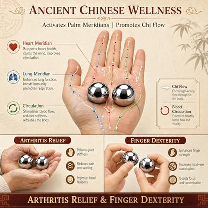 Baoding Balls 1.1 lbs Solid Metal Chinese Meditation Ball for Hand Therapy