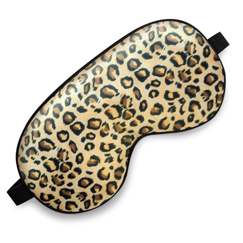 Silk Sleep Mask, Blackout Eye Mask for Sleeping with Adjustable Strap | Light-blocking Blindfold for Men & Women Pressure-Free, Soft Eye Cover Eyeshade for Side Sleeper, for Travel Naps (Leopard) - color: Brown Leopard