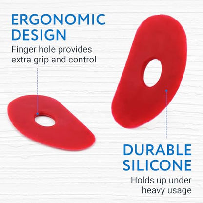 Impresa Pottery Tools & Ribs - 2-Pack Red Silicone Clay Ribs & Rubber Kidney - Soft Ceramic Smoother - Smooths & Shapes Clay & Removes Finger Marks for Wheel Throwing & Handbuilding
