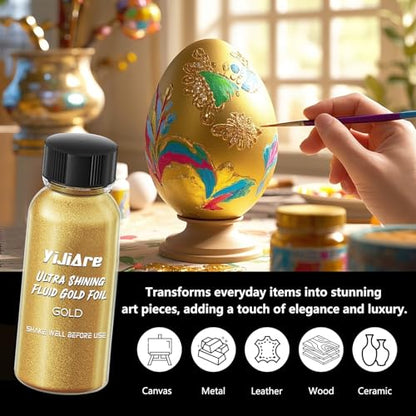 Liquid Leaf Paint - Alcohol-Based Metallic Paint, Quick-Drying for Crafts, DIY, and Resin Projects,Can be used with spray guns - Gold 1 Fl Oz - color: Gold, size: 1 Fl Oz (Pack of 1)