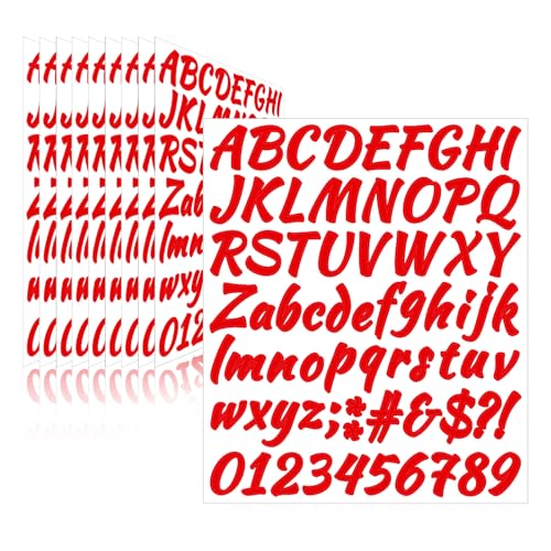 Letter Stickers,Mailbox Numbers,1 Inch Waterproof Vinyl Alphabet | 1 Inch Red,710 Pieces 10 Sheets,Self Adhesive,Window,Scrapbook,Door,Sign,Car,Outdoor Indoor,Fade Resistant - color: Red, size: 1 Inch