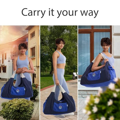 JoYnWell Yoga Bags and Carriers Fits All Your Stuff, Extra Large Yoga Mat Bag Full Zip Yoga Mat Bag with 3 Zipper pockets - color: Blue-Navy