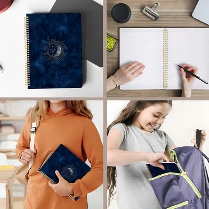 Cute Spiral Notebook journal A4 Aesthetic Pretty Design for Women Girls Kawaii with Pocket, 8.5 x 11 inch, Lined, Blue Moon - color: Blue Moon, style: Lined