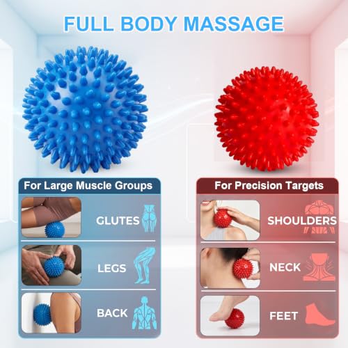 Spiky Massage Ball Set, 3in & 3.5in Dual Size Hard Spiked Rollers