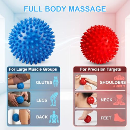 Spiky Massage Ball Set, 3in & 3.5in Dual Size Hard Spiked Rollers