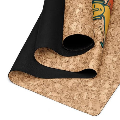 Yaoshifo Cork Yoga Mat Green Orange - 4mm FSC Cork & Natural Rubber, Excellent Grip, Sustainable Yoga Mat