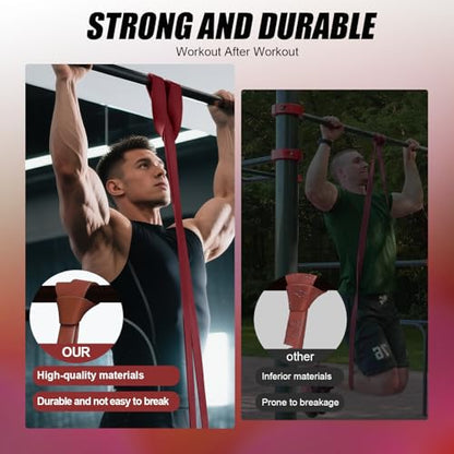 WHATAFIT Resistance Bands, 5 Level Pull Up Assistance Bands for Working Out - color: 2.3-56.7kg(5-125파운드) 오렌지 레드+그립