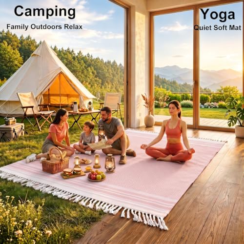 Yongoes Turkish Beach Towel Blanket Oversized 82x88 Pink Boho - color: Pink, size: Extra Large 82"x88"（208x224cm）