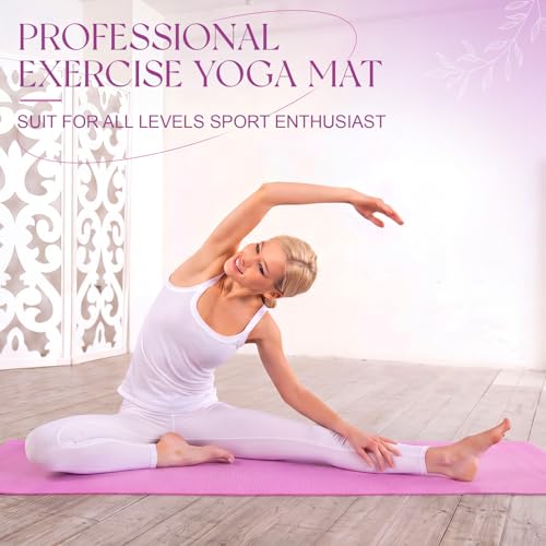 Funtery 3 mm Thin Yoga Mats Bulk, 68 x 24 in - color: Purple Series Color