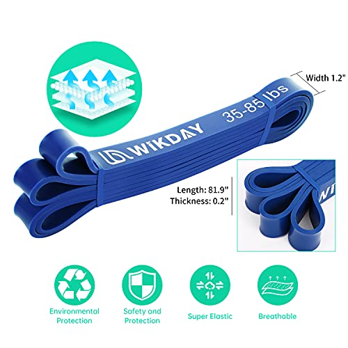 WIKDAY Resistance Bands for Working Out, Exercise Bands, Workout Bands, Pull Up Assistance Bands for Body Stretching Training Physical Therapy Muscle Training for Men & Women - color: Blue, size: 35-85 LBS